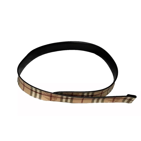 BURBERRY Nova Check PVC Leather Belt 40/100 Italy No Buckle Made In Italy - Picture 13 of 16